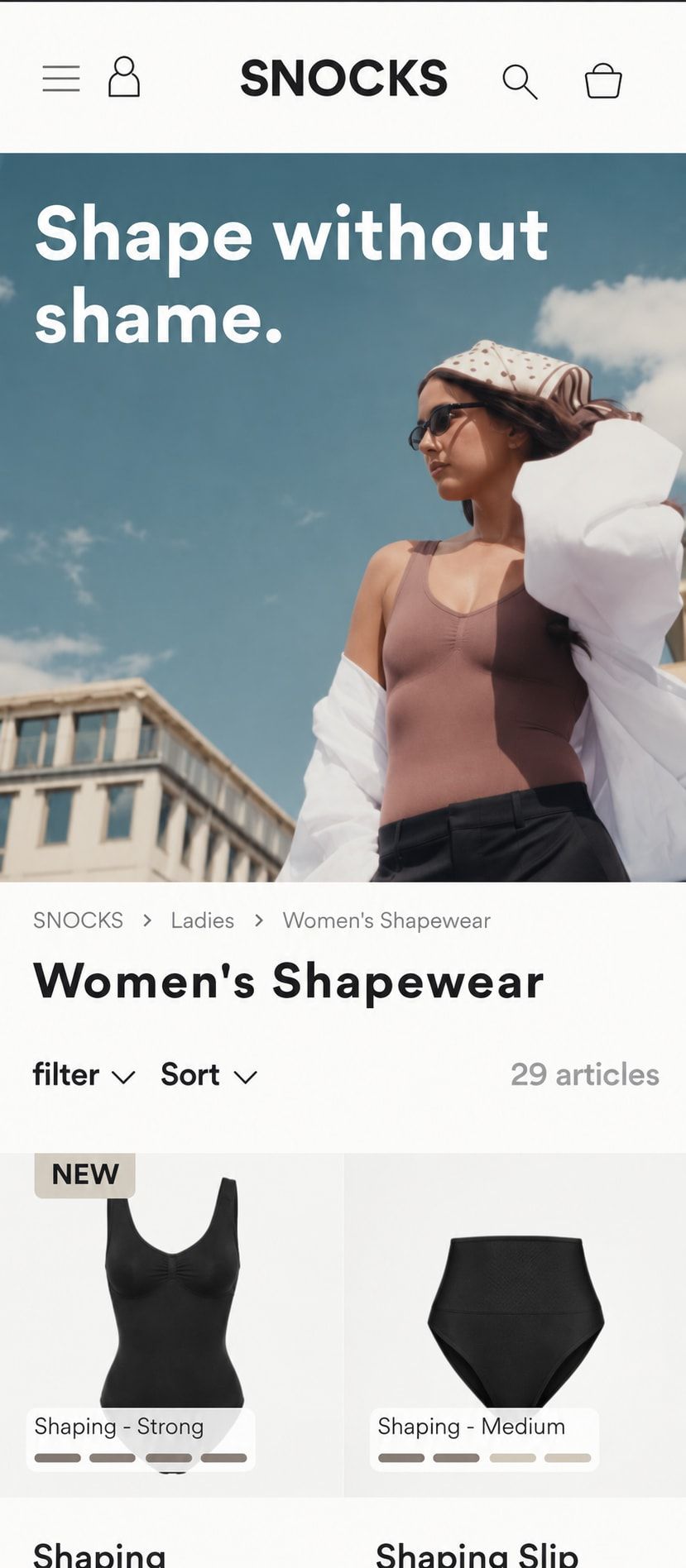 SNOCKS Women's Shapewear collection page